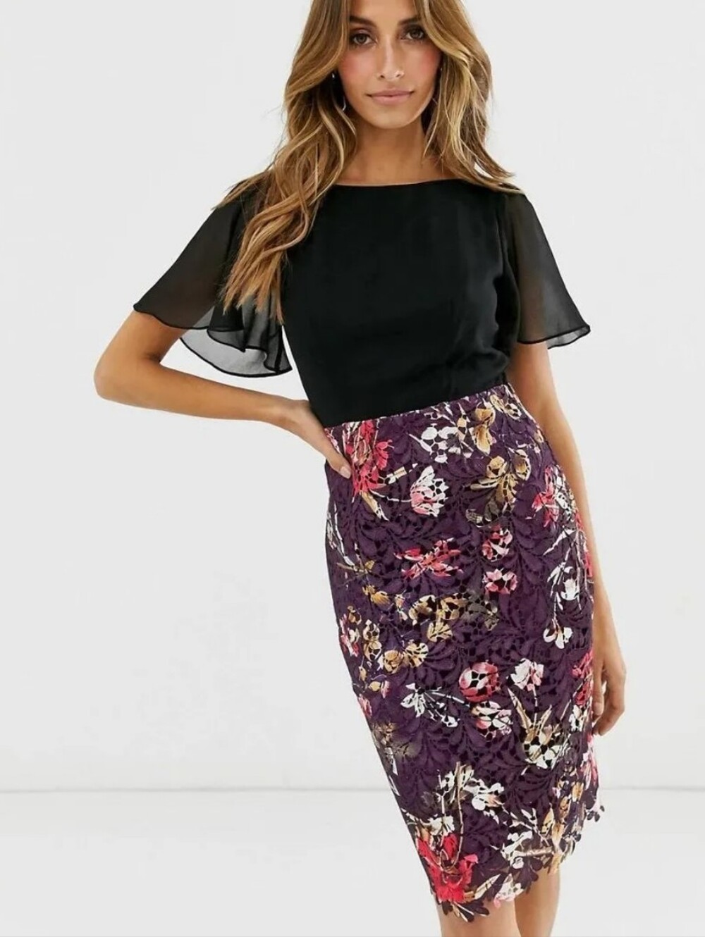 NWT Paper Dolls London Angel Sleeve Dress Floral Lace Shift Coquette UK 6 US 2